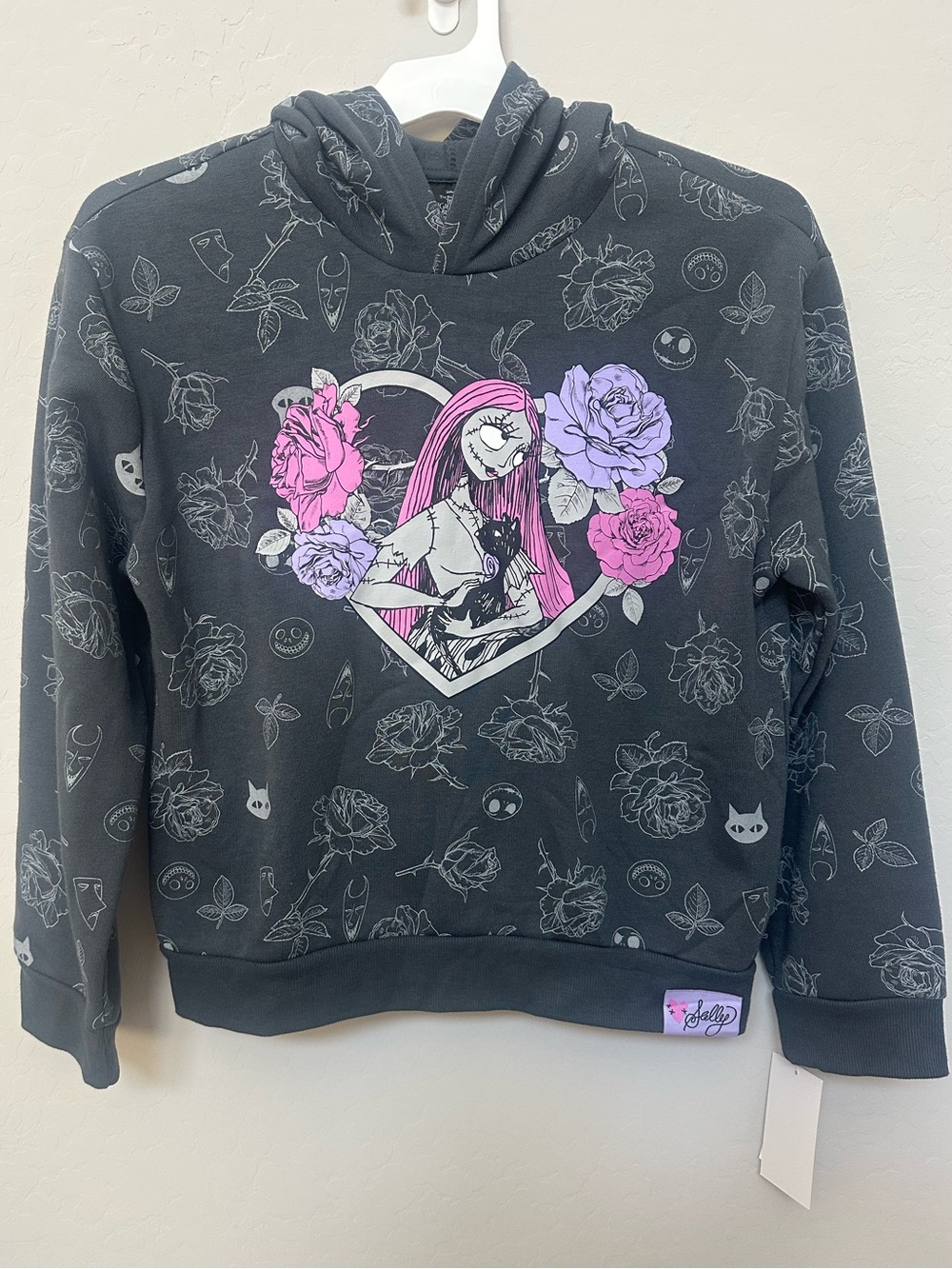Disney Kids Hoodie with Pink & Lavender Sally Heart Graphic - Black